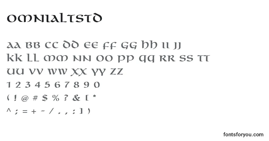 Fuente Omnialtstd - alfabeto, números, caracteres especiales