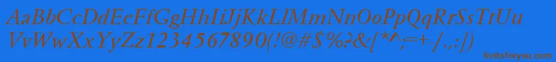 Czcionka VendometItalic – brązowe czcionki na niebieskim tle