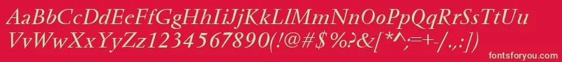 VendometItalic Font – Green Fonts on Red Background