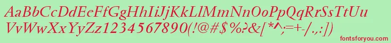 VendometItalic Font – Red Fonts on Green Background