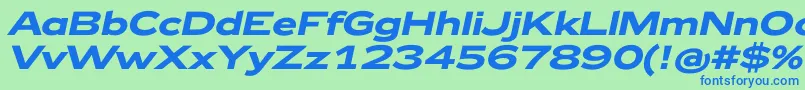 Шрифт Zeppelin42BoldItalic – синие шрифты на зелёном фоне
