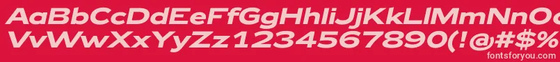 Шрифт Zeppelin42BoldItalic – розовые шрифты на красном фоне