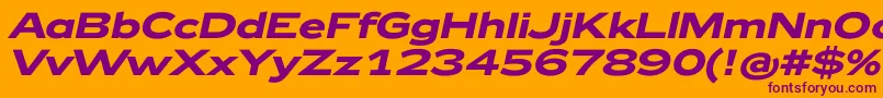 Zeppelin42BoldItalic-fontti – violetit fontit oranssilla taustalla