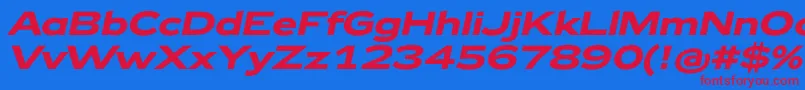 Zeppelin42BoldItalic Font – Red Fonts on Blue Background