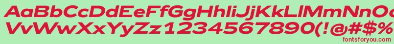 Zeppelin42BoldItalic-Schriftart – Rote Schriften auf grünem Hintergrund