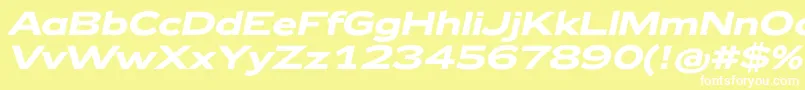 Шрифт Zeppelin42BoldItalic – белые шрифты на жёлтом фоне