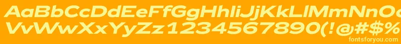 Шрифт Zeppelin42BoldItalic – жёлтые шрифты на оранжевом фоне