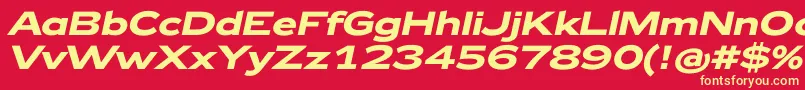 Zeppelin42BoldItalic-fontti – keltaiset fontit punaisella taustalla