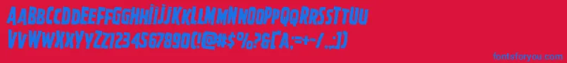 Ghoulishintentrotate2-Schriftart – Blaue Schriften auf rotem Hintergrund