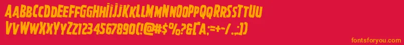 Ghoulishintentrotate2-Schriftart – Orangefarbene Schriften auf rotem Hintergrund