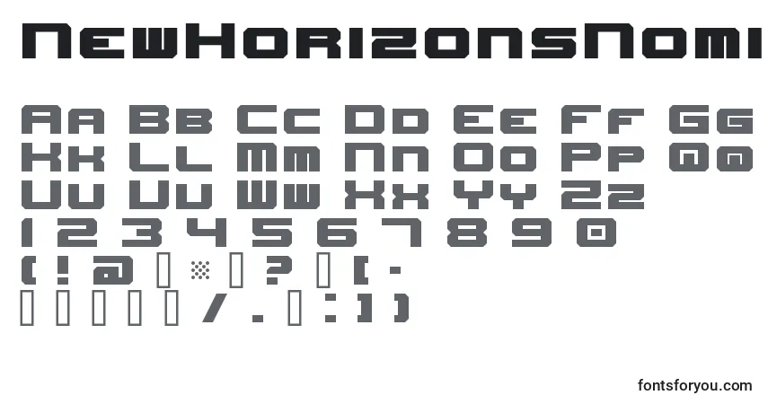 A fonte NewHorizonsNominal – alfabeto, números, caracteres especiais