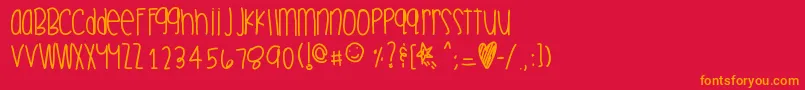 Celebrationtime-Schriftart – Orangefarbene Schriften auf rotem Hintergrund