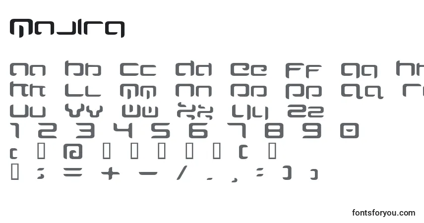 A fonte Majirg – alfabeto, números, caracteres especiais