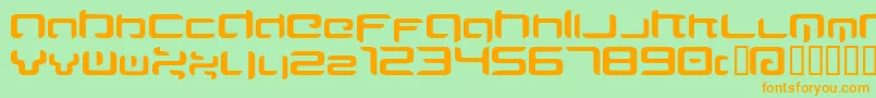 フォントMajirg – オレンジの文字が緑の背景にあります。