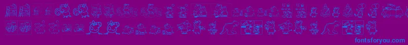 PeppaPig-Schriftart – Blaue Schriften auf violettem Hintergrund