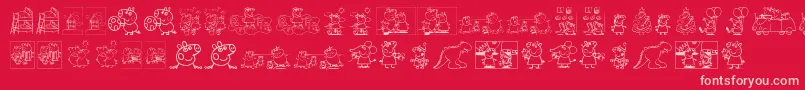 PeppaPig-Schriftart – Rosa Schriften auf rotem Hintergrund