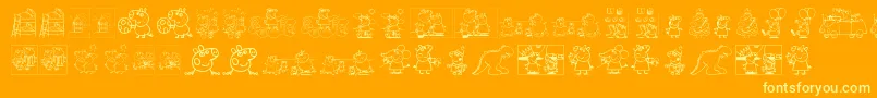 fuente PeppaPig – Fuentes Amarillas Sobre Fondo Naranja