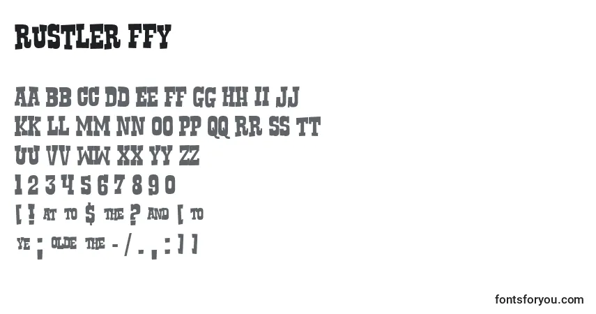 Шрифт Rustler ffy – алфавит, цифры, специальные символы