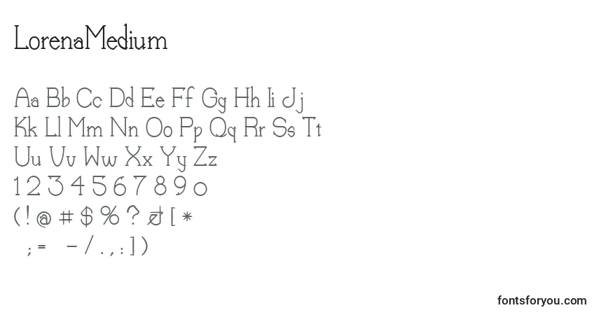 Czcionka LorenaMedium – alfabet, cyfry, specjalne znaki