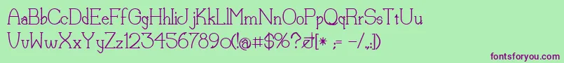 LorenaMedium-Schriftart – Violette Schriften auf grünem Hintergrund