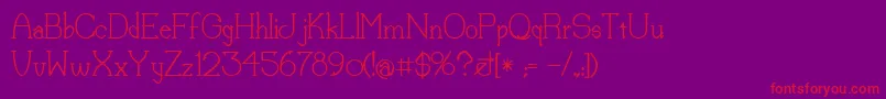 LorenaMedium-Schriftart – Rote Schriften auf violettem Hintergrund