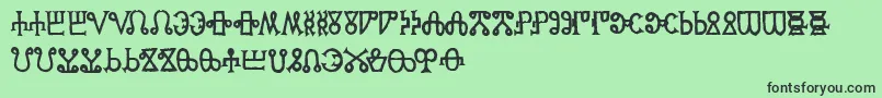 フォントGlagoliticAoe – 緑の背景に黒い文字