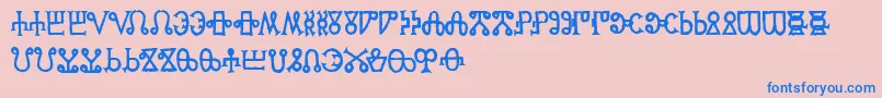 フォントGlagoliticAoe – ピンクの背景に青い文字