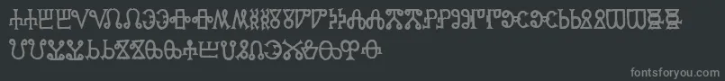 GlagoliticAoe-fontti – harmaat kirjasimet mustalla taustalla