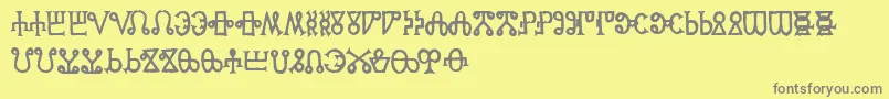 フォントGlagoliticAoe – 黄色の背景に灰色の文字