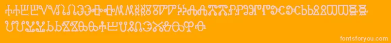 GlagoliticAoe-Schriftart – Rosa Schriften auf orangefarbenem Hintergrund