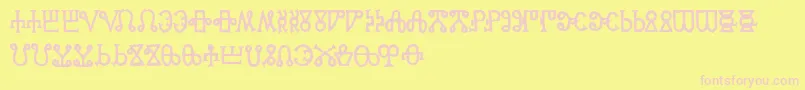 フォントGlagoliticAoe – ピンクのフォント、黄色の背景