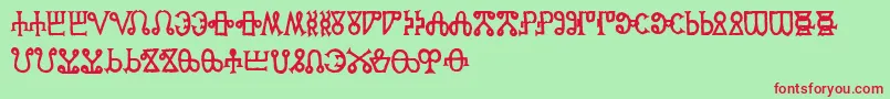 GlagoliticAoe-fontti – punaiset fontit vihreällä taustalla