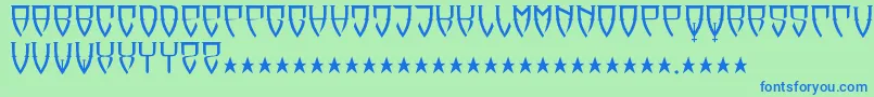 フォントReubalach – 青い文字は緑の背景です。