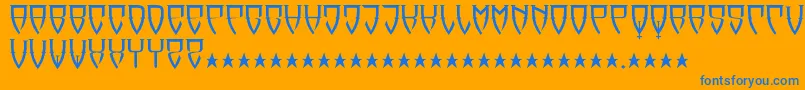 Reubalach-Schriftart – Blaue Schriften auf orangefarbenem Hintergrund