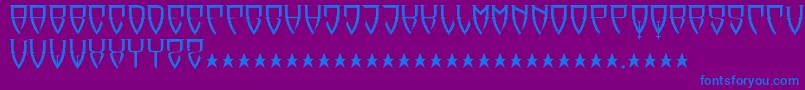 フォントReubalach – 紫色の背景に青い文字