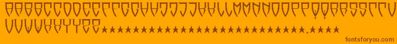 Reubalach-Schriftart – Braune Schriften auf orangefarbenem Hintergrund