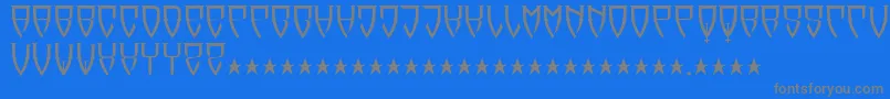 フォントReubalach – 青い背景に灰色の文字
