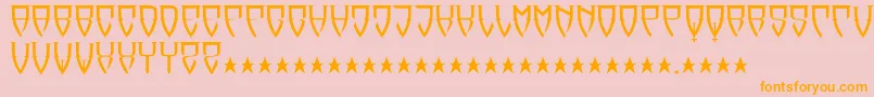 フォントReubalach – オレンジの文字がピンクの背景にあります。