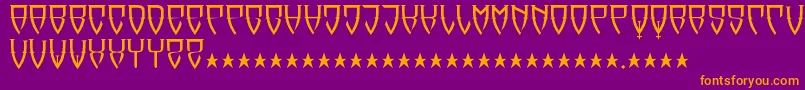 Reubalach-Schriftart – Orangefarbene Schriften auf violettem Hintergrund