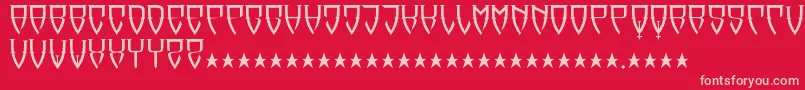 Reubalach-fontti – vaaleanpunaiset fontit punaisella taustalla