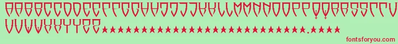 フォントReubalach – 赤い文字の緑の背景