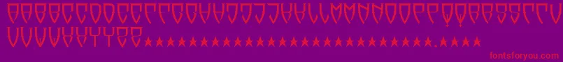 Reubalach-fontti – punaiset fontit violetilla taustalla