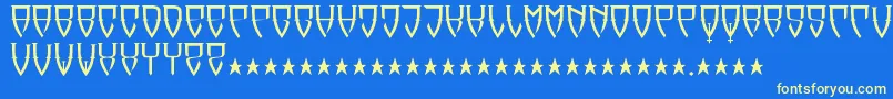 Reubalach Font – Yellow Fonts on Blue Background