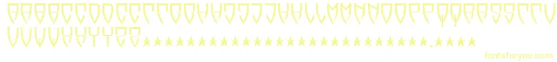 フォントReubalach – 白い背景に黄色の文字
