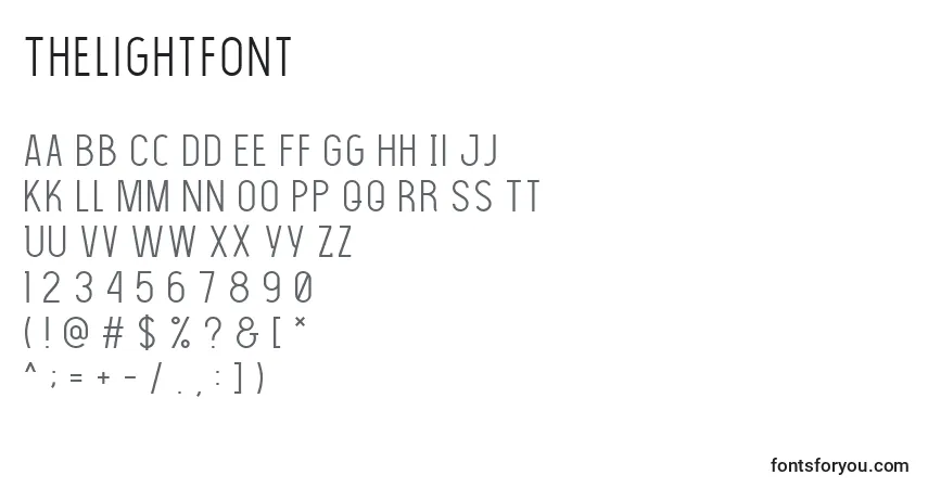 Schriftart Thelightfont – Alphabet, Zahlen, spezielle Symbole