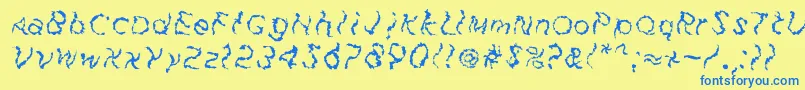 Czcionka FuzzfaceRegular – niebieskie czcionki na żółtym tle