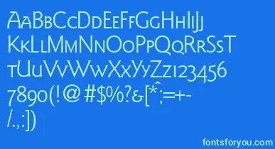 GoudysanstwosmcRegularDb font – Green Fonts On Blue Background