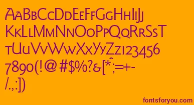 GoudysanstwosmcRegularDb font – Purple Fonts On Orange Background