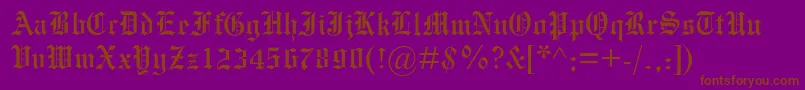 Mengraversoldenglish-Schriftart – Braune Schriften auf violettem Hintergrund