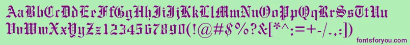 Mengraversoldenglish-Schriftart – Violette Schriften auf grünem Hintergrund